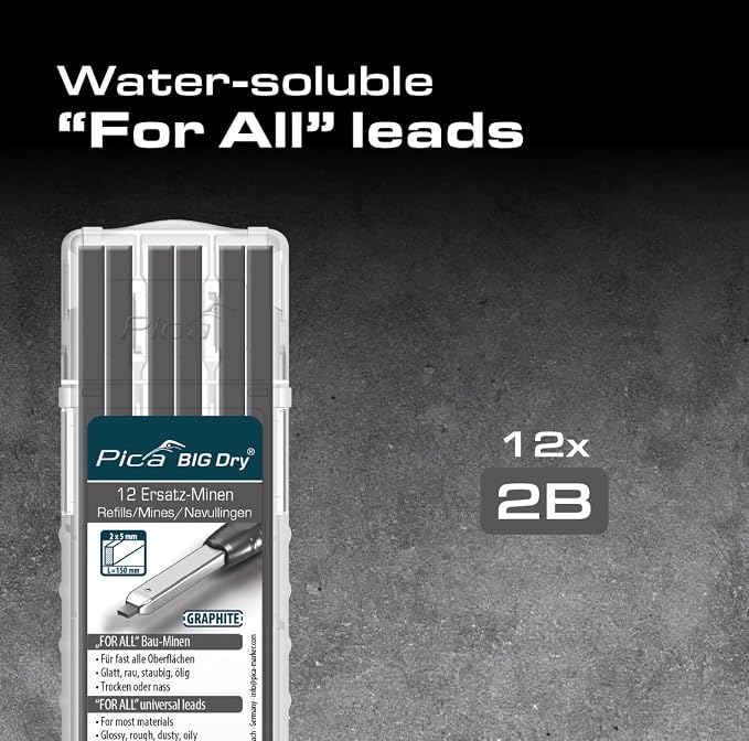 Pica Big Dry Marker Pen Pack of 12 Pencil Refills Black Graphite Only 6030