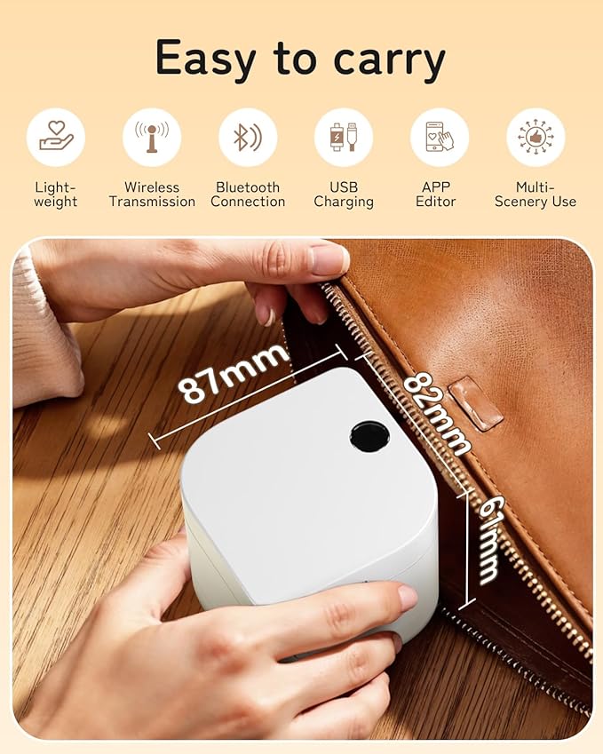 Phomemo Label Maker Machine with Tape, P12 Bluetooth Small Label Maker with Multiple Templates Thermal Transfer Ribbon Printer Machine for Home, School, Gift Wrapping, Office, White
