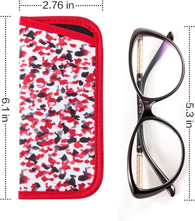 TRIUMPH VISION Reading Glasses Pouch Eyeglass Sleeve Soft Case Slim 3 Pack | Alternative to Bulky Case Lightweight，Neoprene Lined Padded Protect Optical lens Slip in, Cute Pattern Portable for Daily Use