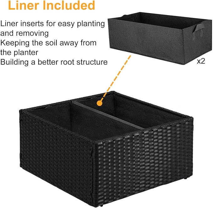 SUNNYPARK Mailbox Post Wrap Planter Box 24x24x12inch | Handmade All-Weather PE Rattan, Easy Assembly, Fits for 4x4 6x6 Posts, Flower Planter Box Decorative for Mailbox Post Outside