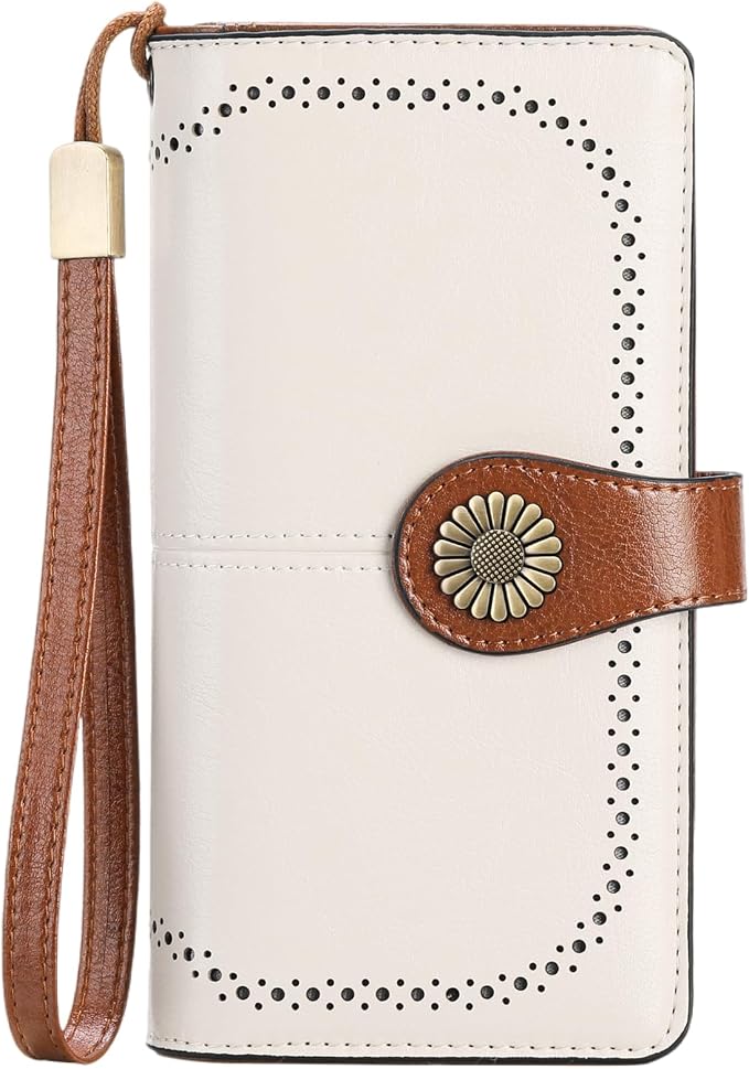 SENDEFN Wallets for Women Leather Credit Card Holder with RFID Blocking Large Capacity Wristlet | with RFID Blocking