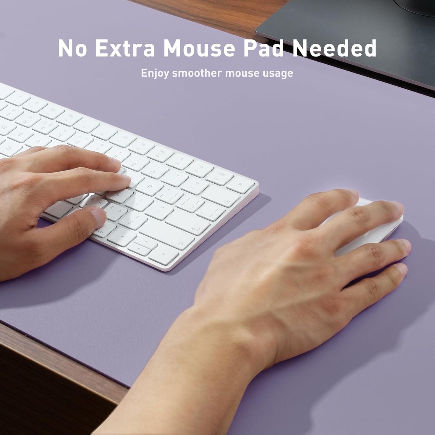 Aothia Leather Desk Pad Protector, Mouse Pad, Office Desk Mat, Non-Slip PU Leather Desk Blotter, Laptop Desk Pad, Waterproof Desk Writing Pad for Office and Home (31.5" x 15.7", Lavender)