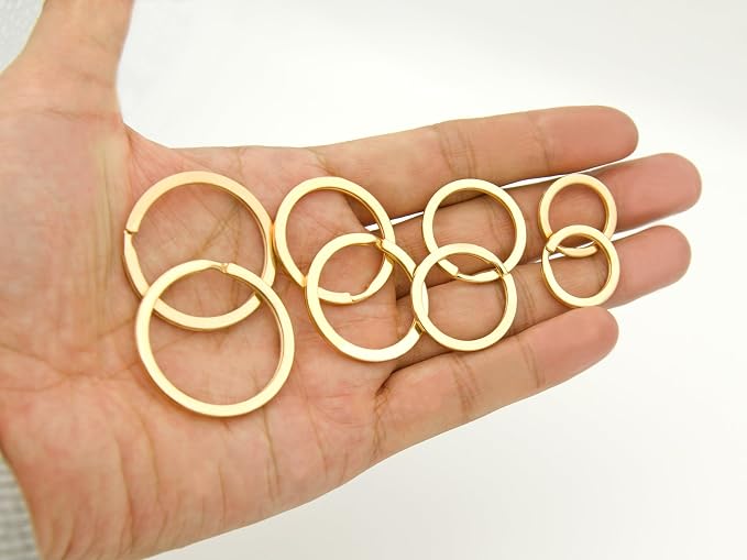 40 Pack Key Ring Keychain Mix 4 Sizes Golden Metal Flat Split Key Chains Rings for Home Car Dog Tag Office Lanyards Keys Attachment