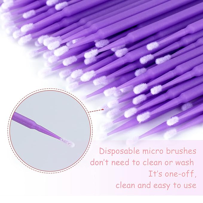 G2PLUS 500PCS Cotton Swabs, Purple Disposable Micro Applicators Brush for Makeup and Personal Care Cosmetic Brush, Micro Swabs for Eyelash Extensions, Nails, Eyeliner (Head Diameter: 3.0mm) | Purple Disposable Cotton Tips, 3.0 mm Head Diameter, for Eye...
