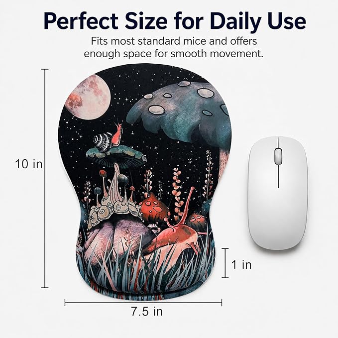 Mouse Pad with Wrist Rest Ergonomic Memory Foam Support, Non-Slip Rubber Base, Comfortable Typing Cushion for Home Office Computer Laptop, Snail