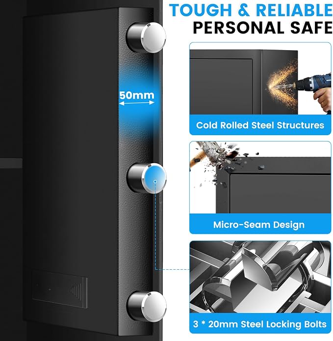 [16.54" Tall] Safe Box, 2.8 Cuft Home Safes With Fireproof Bag, Anti-Theft Security Safes for Home with Programmable Keypad Spare Keys, Digital Safety Box for Money Documents Valuables Jewelry