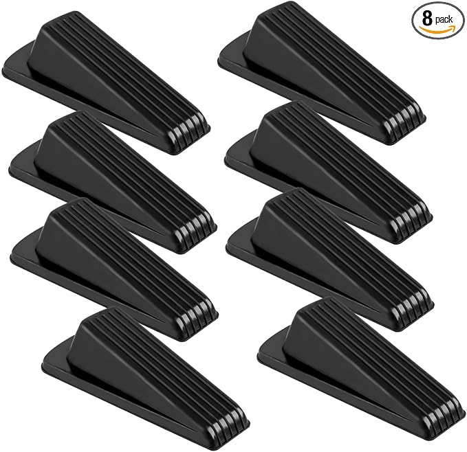 8 Pack Door Stoppers for Bottom of Door, 4.8x2.2x1.3in Door Stops, Rubber Door Stopper Wedge, Sturdy Stackable Door Stops for Floor