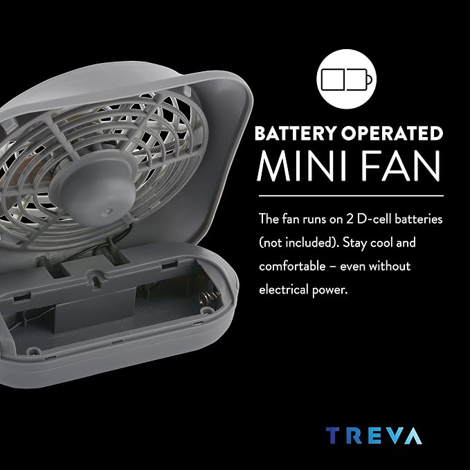 O2COOL Treva 5 in Portable Battery Powered Desk Fan 2-Speed Dark Blue | Yes