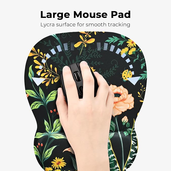 EooCoo Ergonomic Mouse Pad with Wrist Rest, Memory Foam Support Mousepad | Non-Slip Base for Computer, Cafe, Home & Office, 9.64 x 8.26 in Office Desk Accessories, Carpal Tunnel Relief