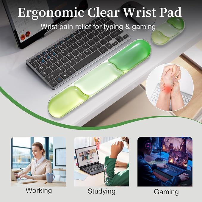 2 Pcs Gel Wrist Rest for Keyboard,Ergonomic Mouse Pad for Typing | Silicone Mouse Wrist Set,Mouse Pad with Wrist Rest,Gel Keyboard Mouse Pad,Non Slip,for Pain Relief Computer Typing