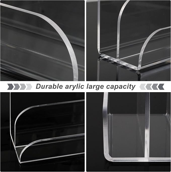 Acrylic Mail Organizer 2 Sections for Desk Clear | File Organizer，Desk Organizer File Sorter File Folder Holder Mail