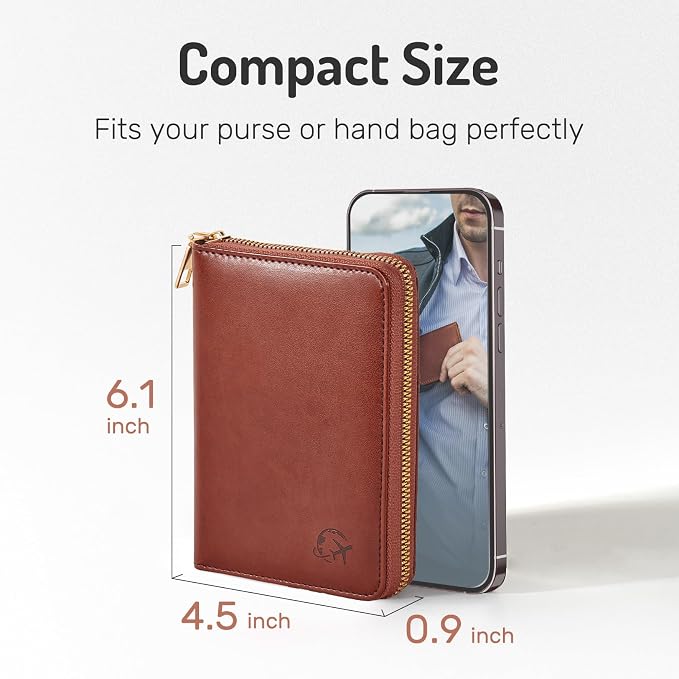 Forvencer Safe Zipper Passport Holder Cover, Passport Wallet for Travel | Sleek RFID Blocking Passport Book, Waterproof Travel Accessories for Men, Navy Blue