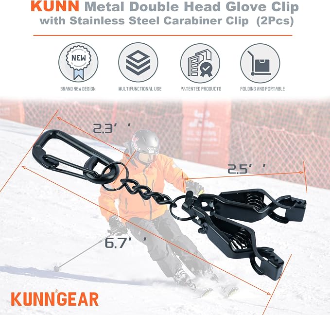 KUNN Glove Clip Stainless Steel Carabiner with Double-End Alligator Clip for Work Gloves, Glove Holder for Wall Mount