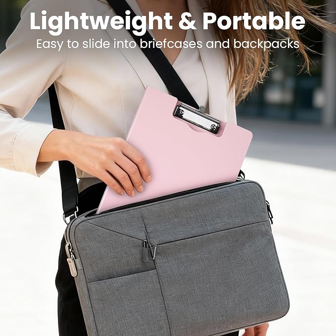 Sooez Foldable Clipboard Folder, A4 Folding Clip Board with Pen Loop 8.5x11 | 2 Tabbed Pockets, 360° Portfolio, Binder Clipboards with Low-Profile Metal Clip, Folio Storage for Nursing, School & Office