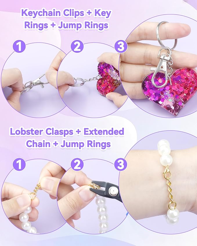 990PCS FIVEIZERO Keychain Making Kit - Keychain kit with Key Ring, Key Chain Clip, Lobster Claw Clasps, Swivel Snap Hook, Jumprings & Extender Chain for Crafts, DIY Projects and Jewelry Making