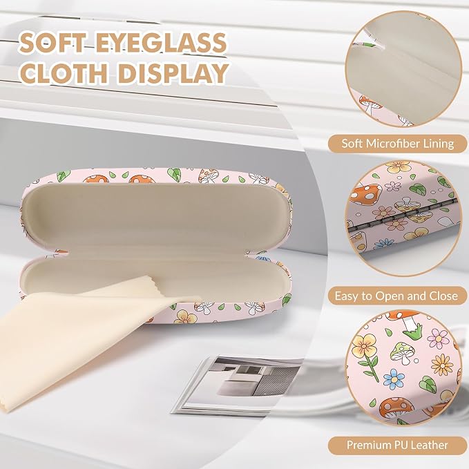 Glasses Case Hard Shell,Portable Protective Eyeglasses Case, Eyeglass Holder Box with Cleaning Cloth, for men women