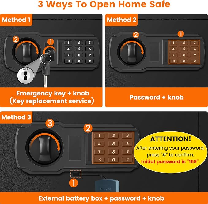 2.5 cuft Home Safe Box with Drawer | Anti-Theft Large Safe for Everyday Use | Double Safer - Add Fire Waterproof Bag | Durable Electronic Keypad | Silent & Alert | Removable Shelf for Protecting Valuable