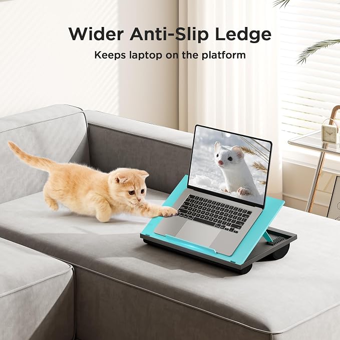 HUANUO Adjustable Lap Desk - with 8 Adjustable Angles & Dual Cushions Laptop Stand for Car Laptop Desk, Work Table, Lap Writing Board & Drawing Desk on Sofa or Bed, HNLD2TB | Dual-cushion base, carry handle, 30% thicker for durability, wider anti-slip ...