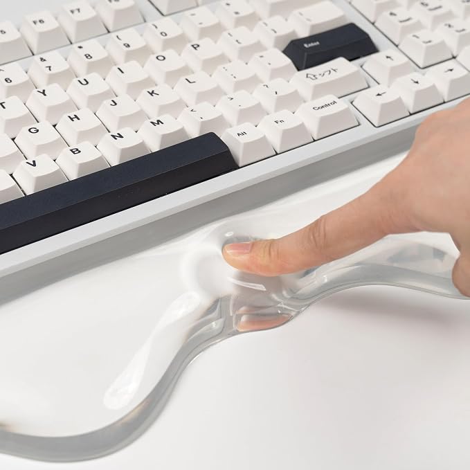 Ergonomic Gel Wrist Rest for Keyboard and Mouse, Cute Silicone Wrist Rest for Computer Keyboard 60%/68%/75% (White)