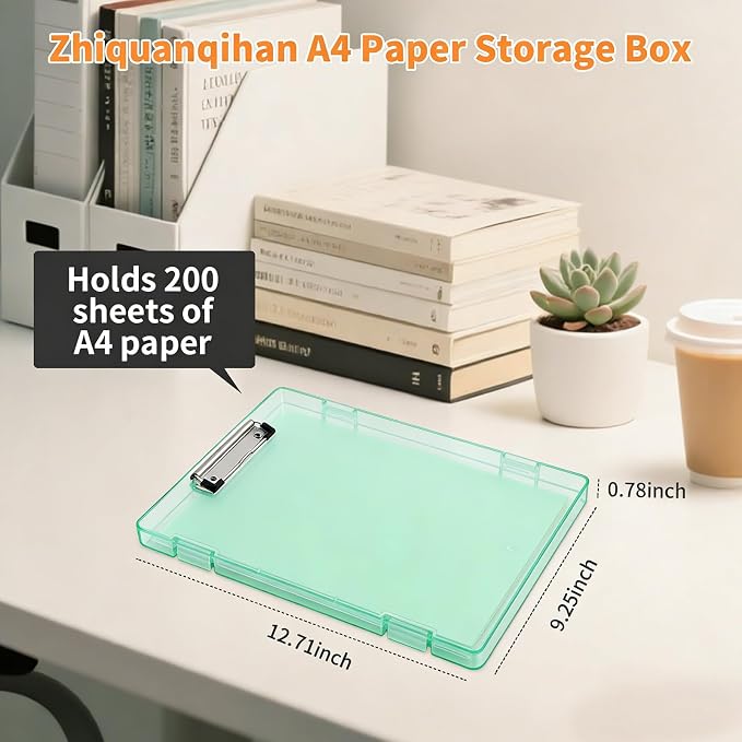 Clipboard with Storage, Clear Green Plastic Clipboard with Side Opening, Waterproof Foldable Heavy Duty Nursing Clip Board for School & Office, Letter Size/ A4 with Christmas Stickers (Clear Green)