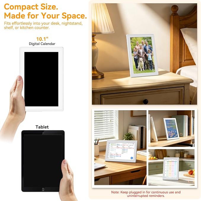 Digital Calendar 10.1-inch, 3-in-1 Electronic Smart Calendar, Photo Frame & Art Gallery WiFi Personal Planner No Subscription Meal Planner Lists & Tasks Ideal Gift for Mom Dad Family Friends