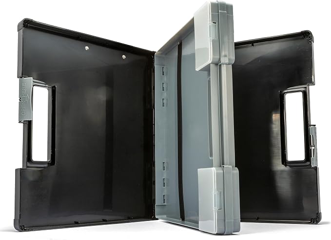 Officemate Dual-Sided Clipboard Storage Box, Multiple Storage Compartments, Letter and A4 Document Organizer, Charcoal