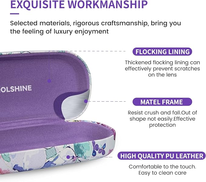 molshine Hard Shell Sunglasses Case,Classic Large Glasses Case for Women Men,Sunglass Eyeglasses