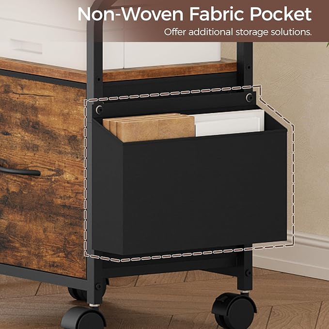 MAHANCRIS Small File Cabinet, Rolling Filing Cabinet for Under Desk | Single Non-Woven Fabric Drawer File Organizer for A4/Letter Size Documents, Under Desk Storage