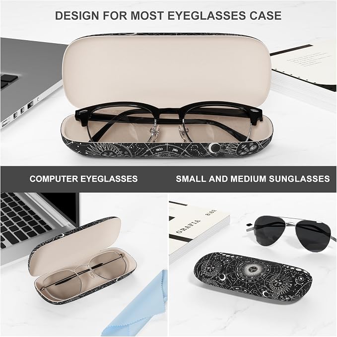 Eyeglasses Case, Portable Hard Shell Protective Case for Glasses, Eyeglass Holder Box for Women with Cleaning Cloth