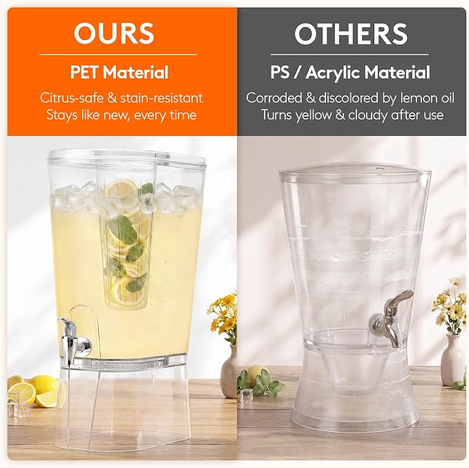Lifewit 3 Gallon Drink Dispenser for Parties, Large Plastic Beverage Container with Fruit Infuser & Leak-Proof Spigot, BPA Free Water Pitcher for Juice/Tea/Lemonade - Ideal for Bar & Outdoor