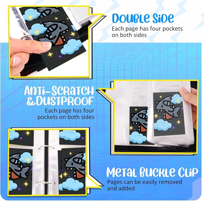 Card Binder 4 Pocket, Trading Card Holder Fits 400 Cards With 50 Removable Sleeves, Portable Collection Card Ablum, Game Card Case book With Zipper for Gift - Deep Grey