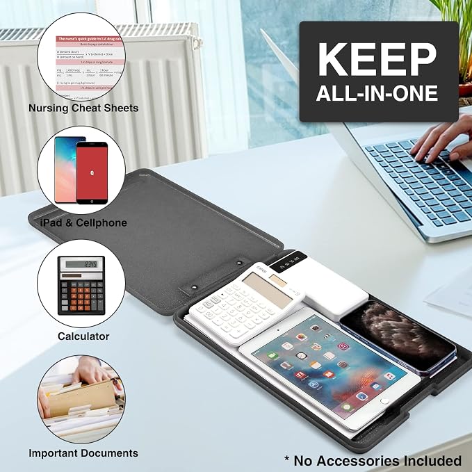 Sooez Clipboard with Storage, Plastic Nursing Clip Board, 8.5" x 11", Work | Sturdy Clipboards Foldable, Cute Hanging Clip Board Case, Teacher, Classroom Must Haves, Office School Supplies, Women & Men