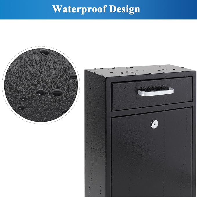 Jssmst Locking Mailbox for Outside, Key Lock Wall Mount Mailboxes Large, Security Drop Box with Lock, 16.2H x 11.22L x 4.72W Inches, Black XLarge