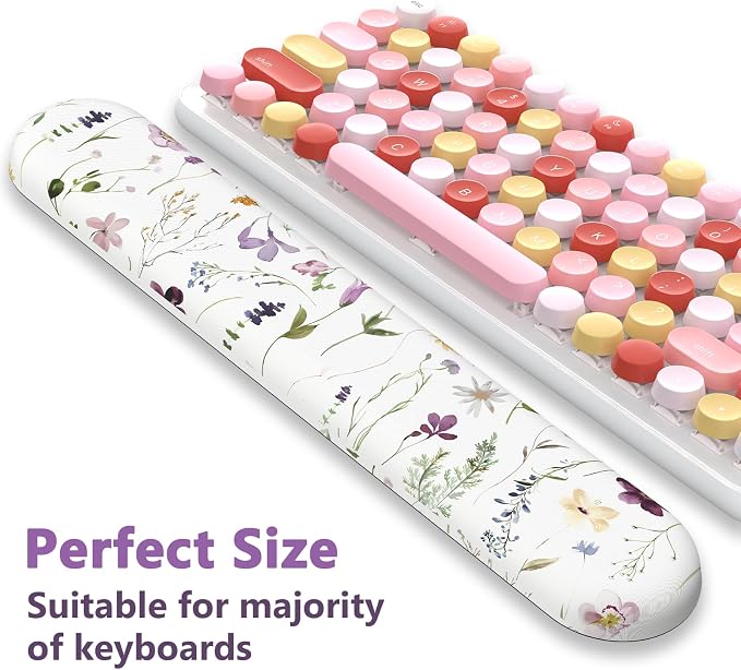 AKITErgonomic Mouse Pad with Wrist Rest for Computer Keyboard, Memory Foam | Cute Flower Keyboard Mouse Pad with Wrist Support Soft, Mousepad Gaming Wrist Pad for Office Work Desk