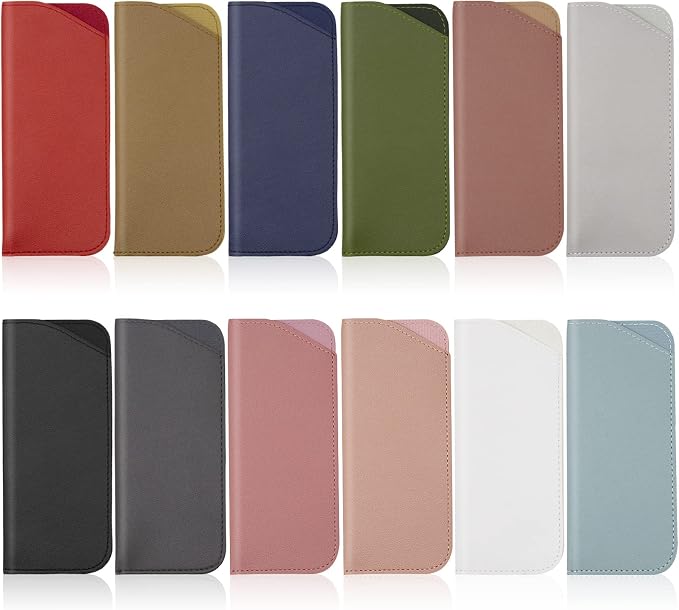Soft Glasses Case, Leather Eye Glass Case Glasses Pouch for Women Men Kids Travelling Reading