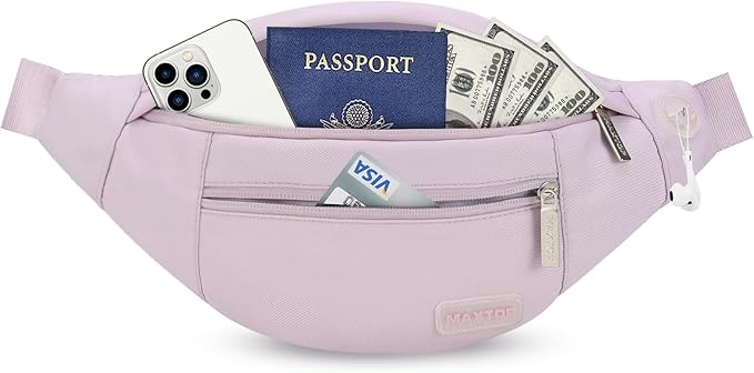 MAXTOP Large Purple Crossbody Fanny Pack for Women Belt Bag fits All Phones | 4-Zipper Pockets,Stylish,Versatile,Cross Body Bum Bag for Enjoy Yoga Traveling Workout Running Shopping