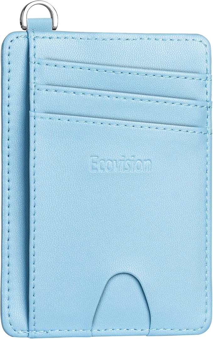 Slim Minimalist Front Pocket Wallet, RFID Blocking Credit Card Holder Wallet with Detachable D-Shackle for Men Women