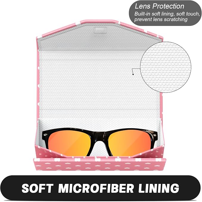 Sunglasses Case, Foldable Glasses Case, Magnetic PU Leather Hard Shell Folding Eyeglass Holder Box, Collapsible Unisex