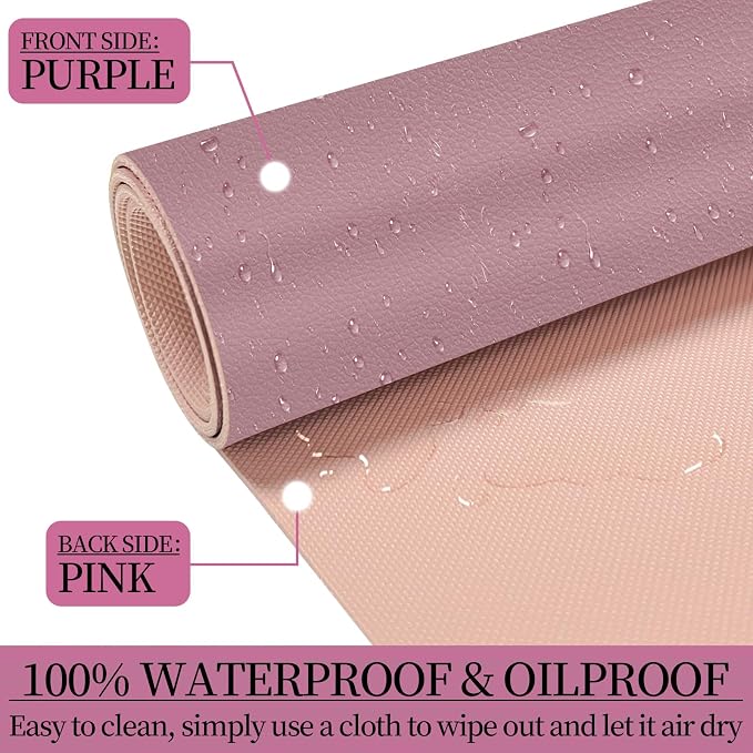 Leather Desk Pad Mat, Dusty Pink Desk Mat, 23.6" x 13.7" | Non-slip and Waterproof Computer Mat, Desk Protector for Office/Home, Desk Accessories for Women