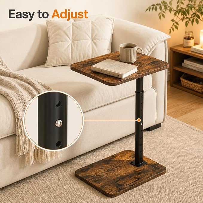 C-Shaped TV Tray Table, Height Adjustable Side Table, Couch Table End Table | for Living Room, Sofa, Bed, Bathroom, Space-saving, Snack Table for Eating, Dinner, Laptop, Small Spaces, 32-63 Inches