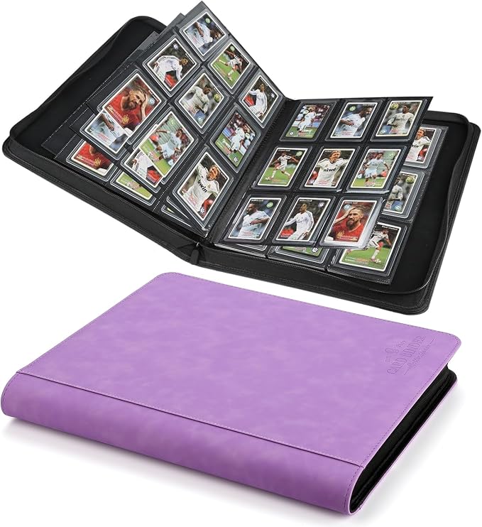 Toploader Binder,Toploader Hard Cases, 9-Pocket Pages Sleeves Hold up 288 Cards.Toploader Card Binder with Sleeves for “3×4” rigid，Card Holder(purple)