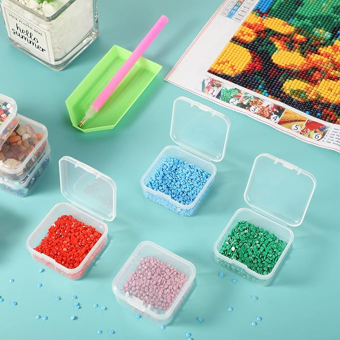 Jetec 6 Pieces Mini Plastic Clear Beads Storage Containers Box for Collecting Small Items, Beads, Jewelry, Business Cards, Game Pieces, Crafts (1.7 x 1.7 x 0.8 Inch)