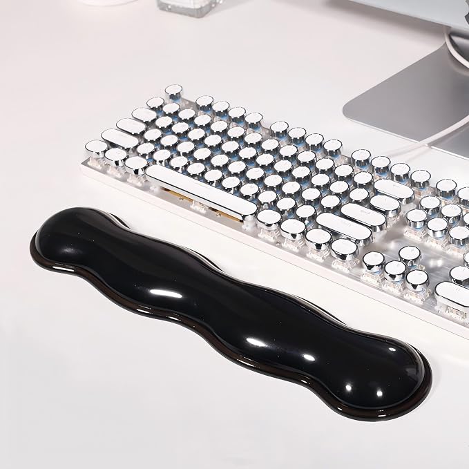 Gel Keyboard Wrist Rest Set, Clear Wrist Rest for Keyboard and Mouse, Ergonomic Keyboard Mouse Wrist Rest for Typing Pain Relief, Suitable for Office, Gaming, Computer, Laptop - Black