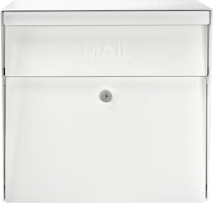 Mail Boss 7169 Metro Locking Security Wall Mount Mailbox, Alpine White