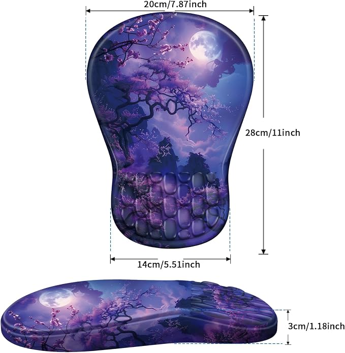 YIWEI Ergonomic Mouse Pad with Wrist Rest for Carpal Tunnel Pain Relief | Memory Foam Wrist Support,Non-Slip Rubber Base, Keyboard Computer Mousepad,Lycra Cloth Surface,Gaming Home Office