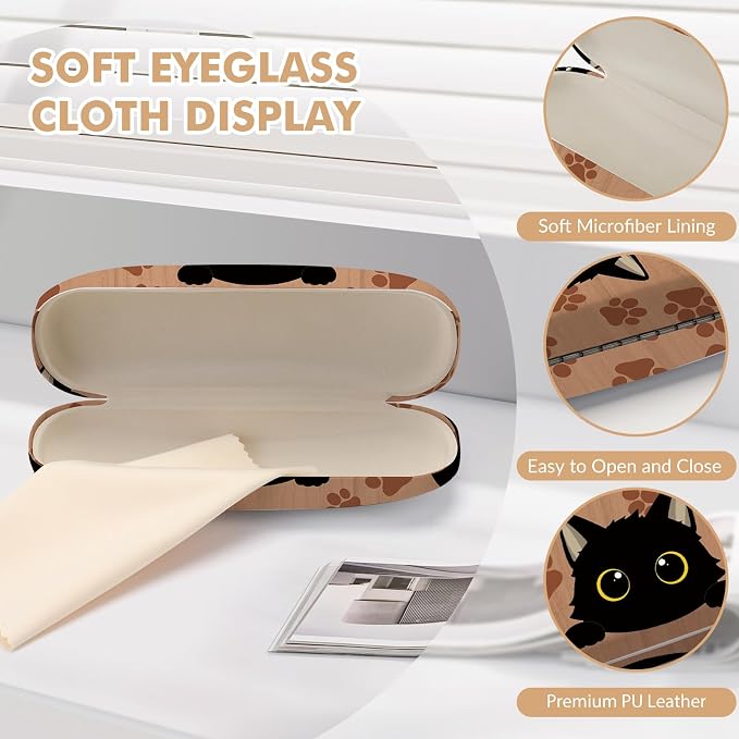 Glasses Case Hard Shell,Portable Protective Eyeglasses Case, Eyeglass Holder Box with Cleaning Cloth, for men women