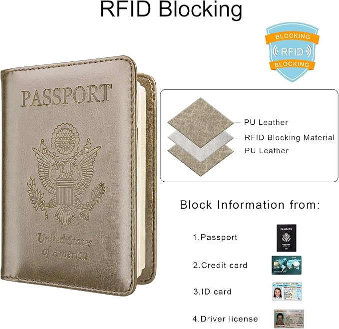 WALNEW Passport Holder for Travel, RFID Passport Wallet, Travel Essentials | PU Leather Passport Cover Case with Pen Holder, Travel Must Haves Accessories, Passport Book Holder for Women Men