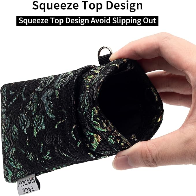Face Shadow Double Glasses Case Soft Eyeglass Case For Women Men Squeeze Top Sunglasses Case With Cleaning Cloth