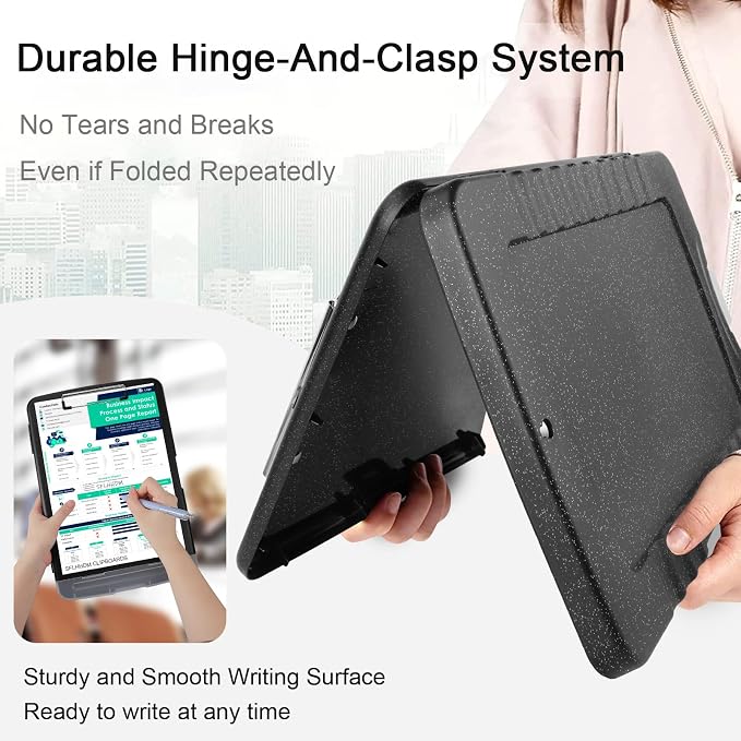 Glitter Clipboard with Storage,Storage Clipboard with Pen Holder,A4 Binder Clip Boards 8.5x11 with Low Profile Clip,Side Opening Sparkle Clipboards, Clipboards Folder for Office Supplies-Starry Black