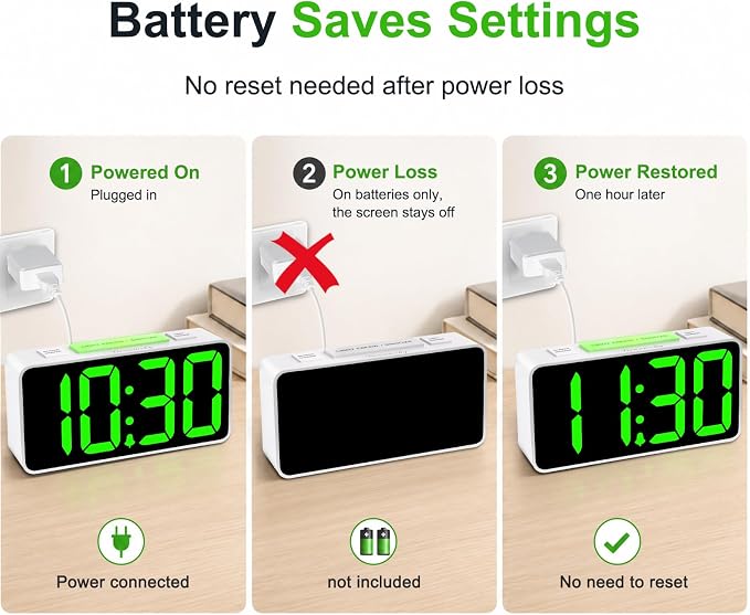 DreamSky Small Digital Alarm Clock with Night Light for Kids Bedroom | RGB Desk Clock with Large Numbers for Teens Boys, Brightness Dimmer, Adjustable Alarm Volume, USB Port, USB-C Adapter Powered